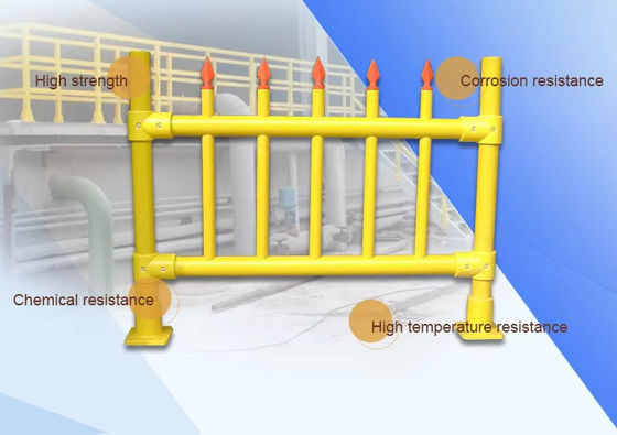 FRP GRP Weather Proof Fiberglass Handrail For Outdoor Steps Square Tube Handrail Frp Railing Systems