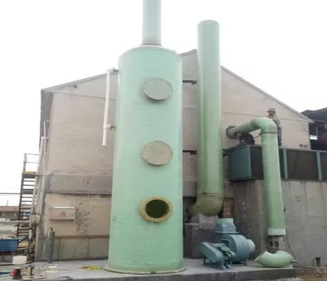 FRP Tail Gas Absorption Tower GRP Acid Mist Gas Absorption Tower Chlorine Wet Scrubber Covered With Gel Coat