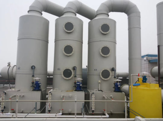 Large Air Volume Chemical Pollution Industrial Desulfurization Spray Tower With Gel Coat FRP Wet Gas Scrubber