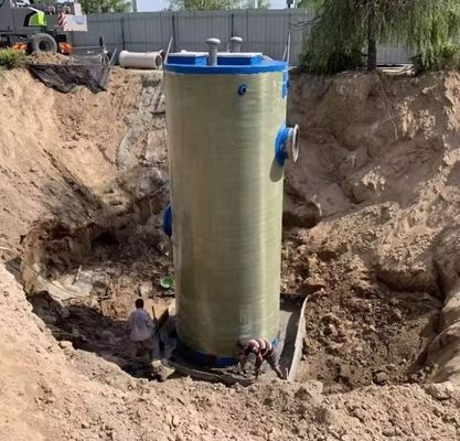 Compact Lifting Prefab Pump Stations Integrated GRP FRP For Flood Control Sewage Treatment Solution