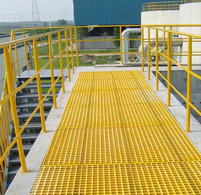 Cobertura de grade de piso de plástico moldado 4x8 grade de fibra de vidro Frp 385mm passeios GRP grade