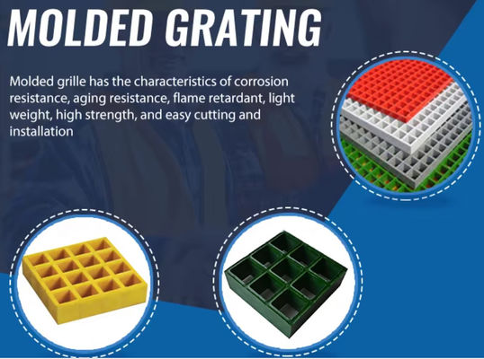 Flame Retarddant Fiberglass Frp Walkway Grating pultrusion Aging Resistance Customized Size