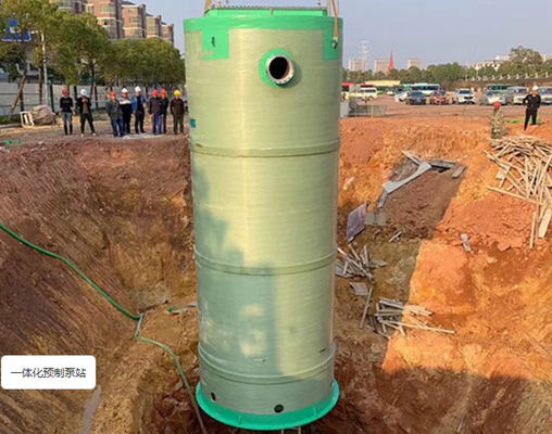 Prefabricated FRP Integrated Commercial Sewage Lift Station Industrial Submersible Pump Type